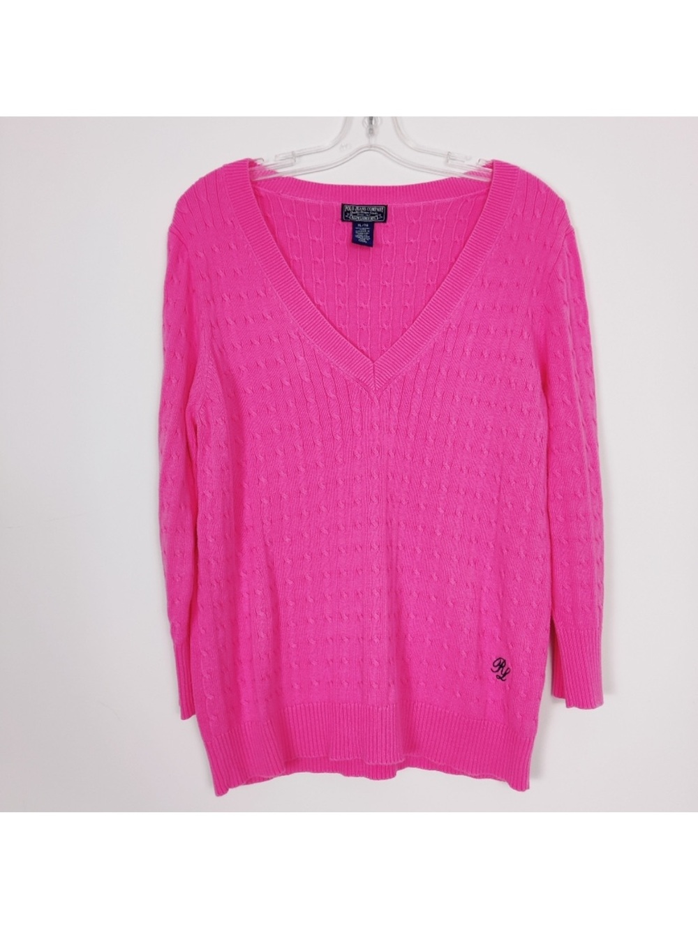 Ralph Lauren Polo Jeans
Company Women's V-neck Pink Sweater Size XL 100%
Cotton